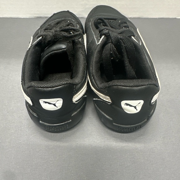 Puma Cats Black Leather Sneakers with White Stripe - Picture 4 of 10